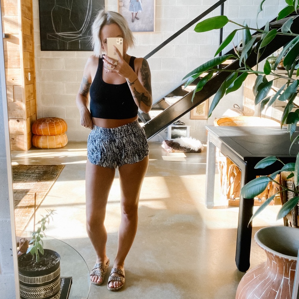 B&W IKAT/ TYE DYE CHEEKY SHORTS FROM FOREVER 21